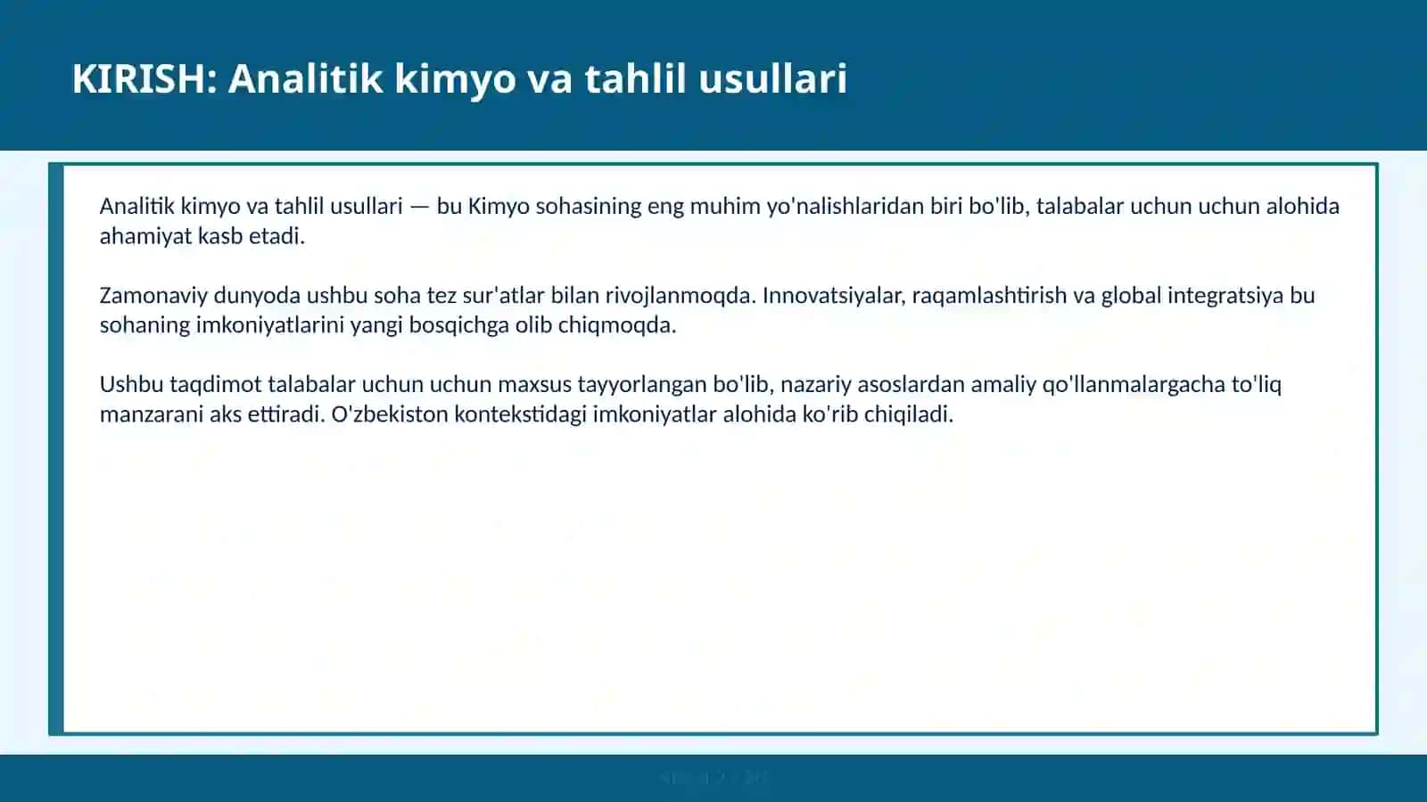 ANALITIK KIMYO VA TAHLIL USULLARI 2