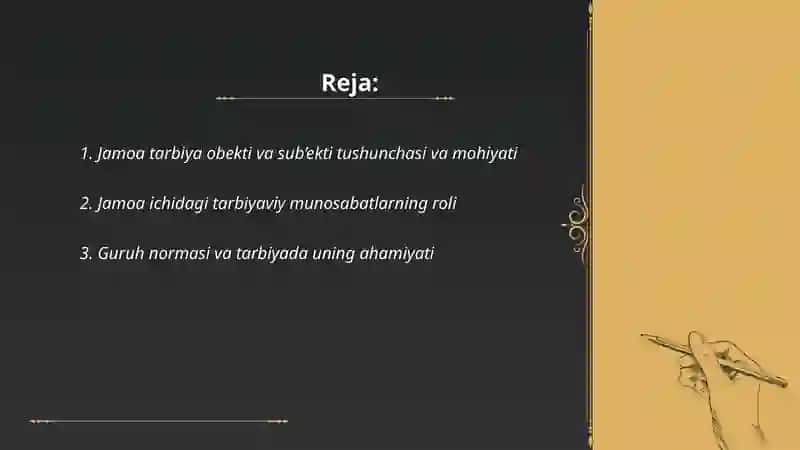 Jamoa tarbiya obekti va subʼekti 2
