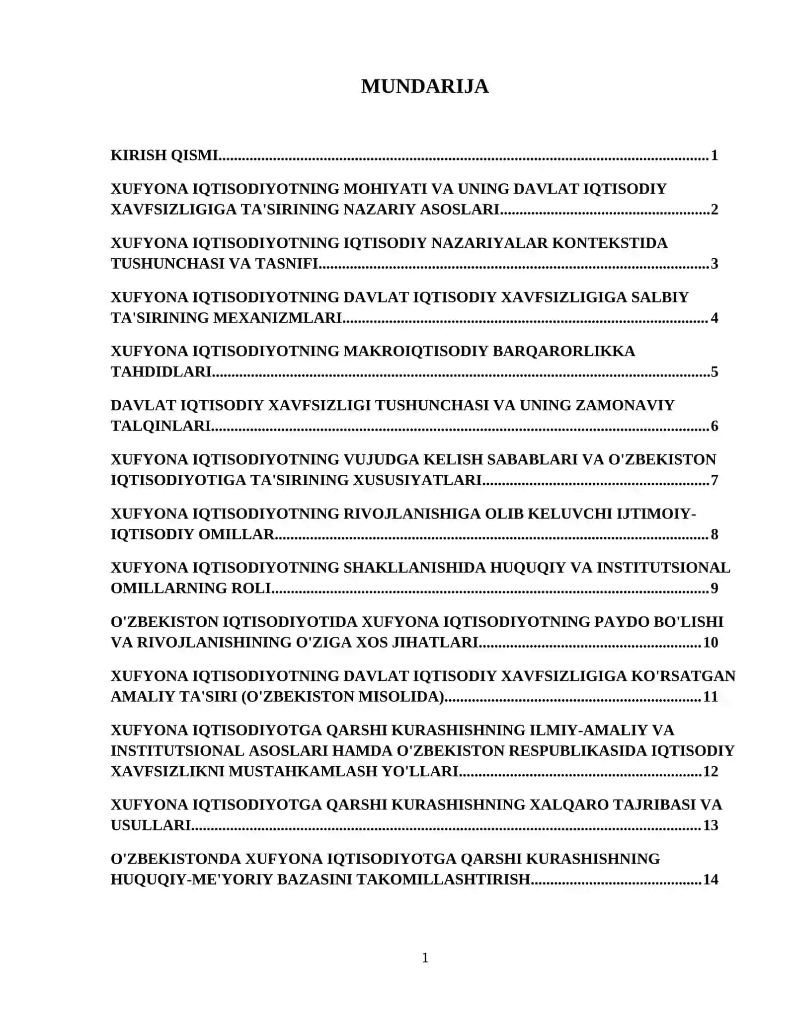 Davlatning iqtisodiy xavfsizligiga xufyona iqtisodiyotning ta'siri va ularning vujudga kelish sabablari 2