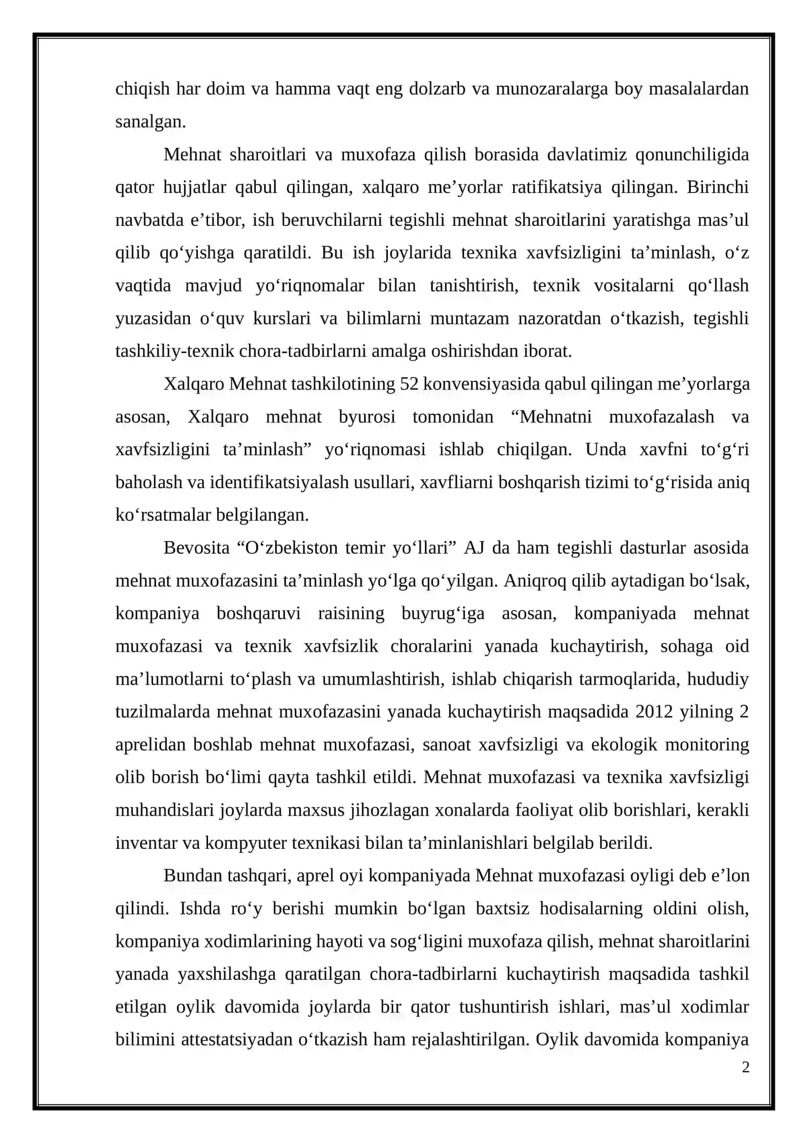 Mehnat muhofazasi va texnika xavfsizligi (mavzular to'plami) 2