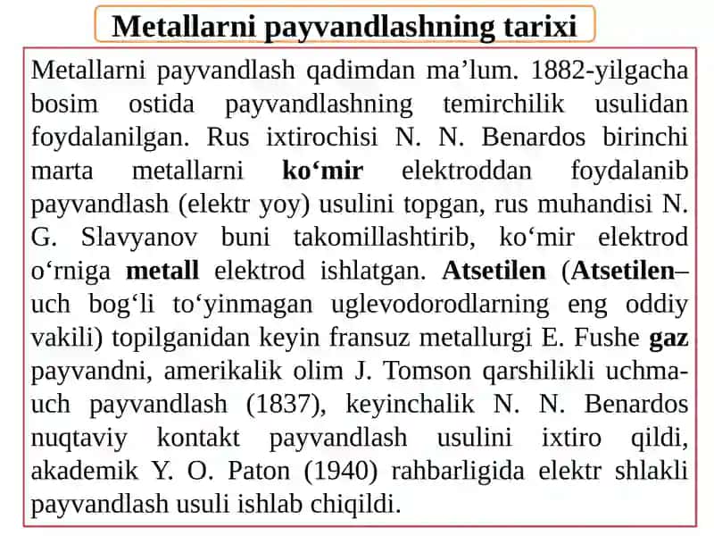 Metallarni payvandlash 2