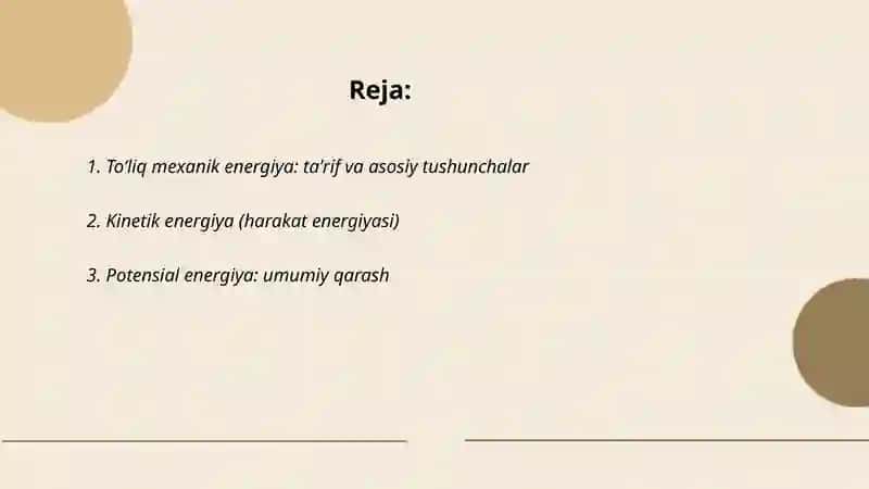 Toʻliq mexanik energiya 2