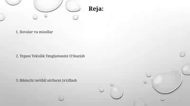 Ikkinchi tartibli sirtlarning urinma tekisligi 2