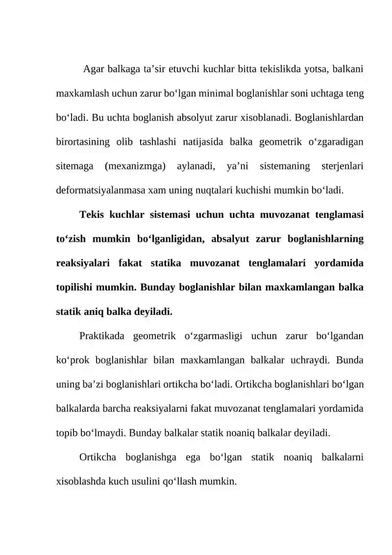 Oddiy statik noaniq sistemalar xisobi 2