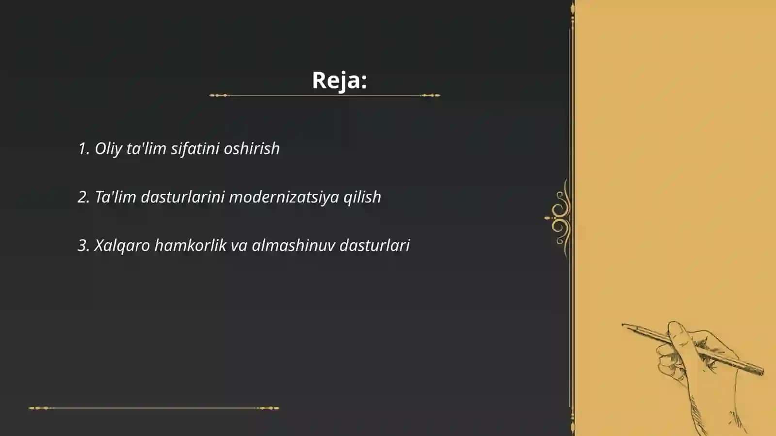 O‘zbekiston Respublikasi Oliy ta‘lim tizimi ravnaqi 2
