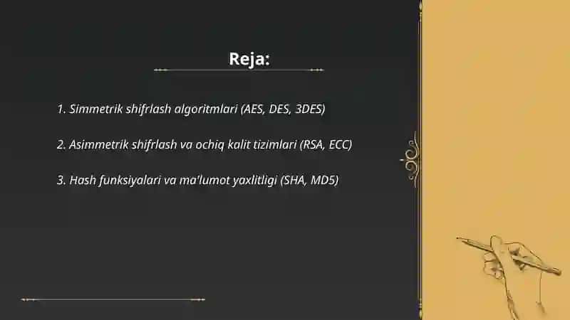 Shifrlash usullari va autenifikatsiya 2