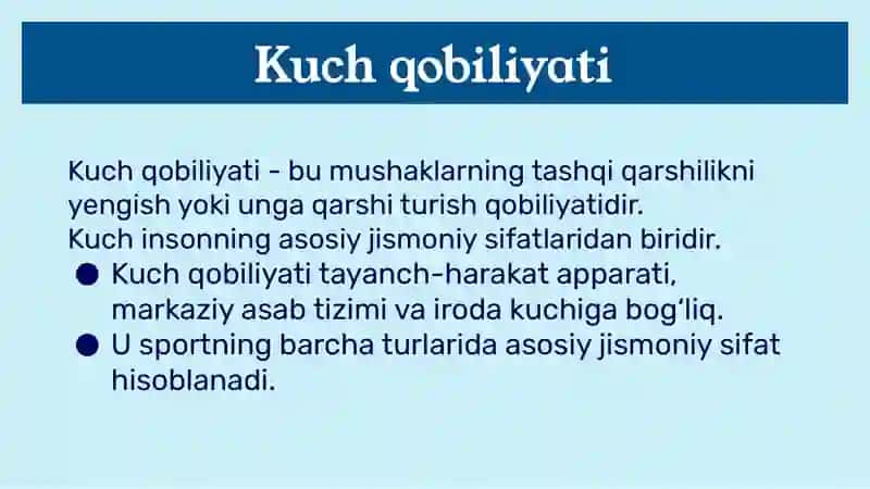 Kuch qobiliyatini tarbiyalash 2