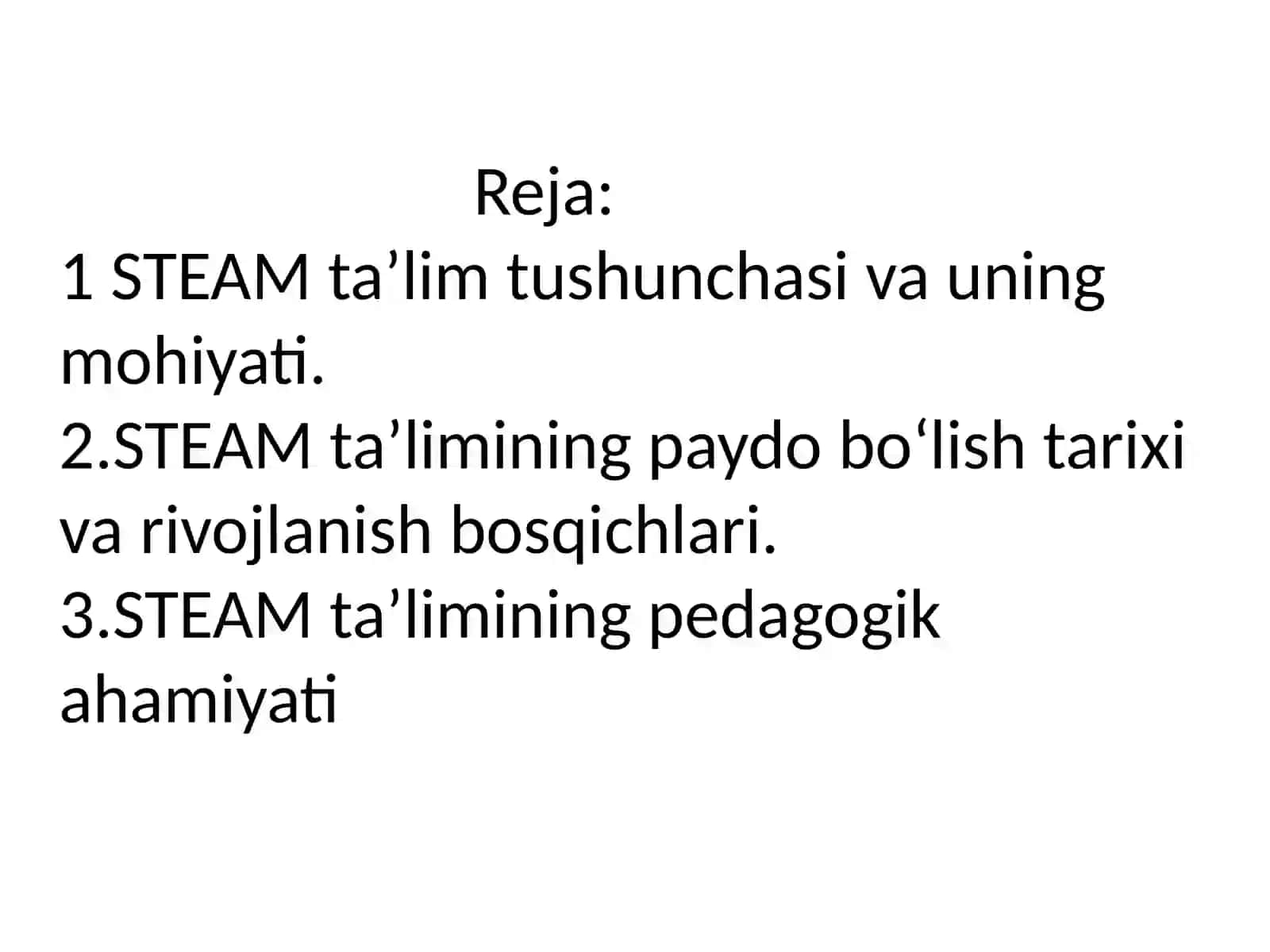 O'zabekistonda STEAM ta'limining rivojlanishi 2