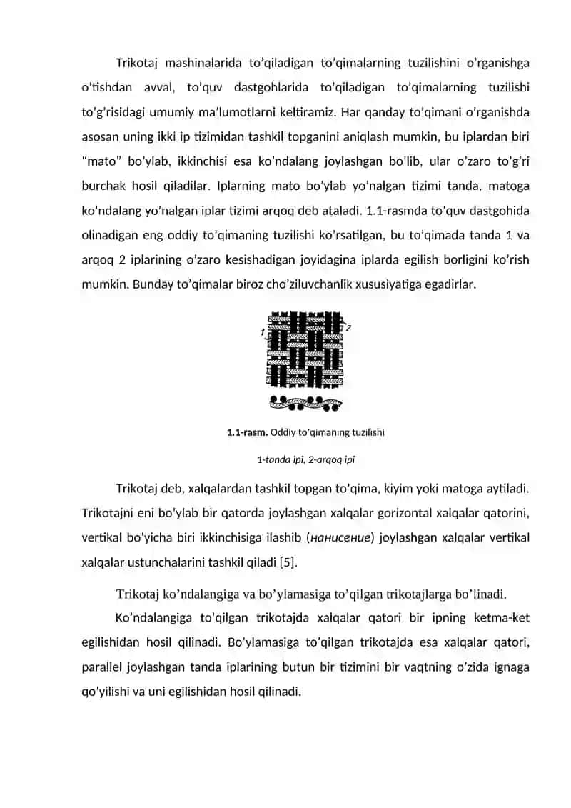 TRIKOTAJ TO’QIMALARINING TASNIFI 2