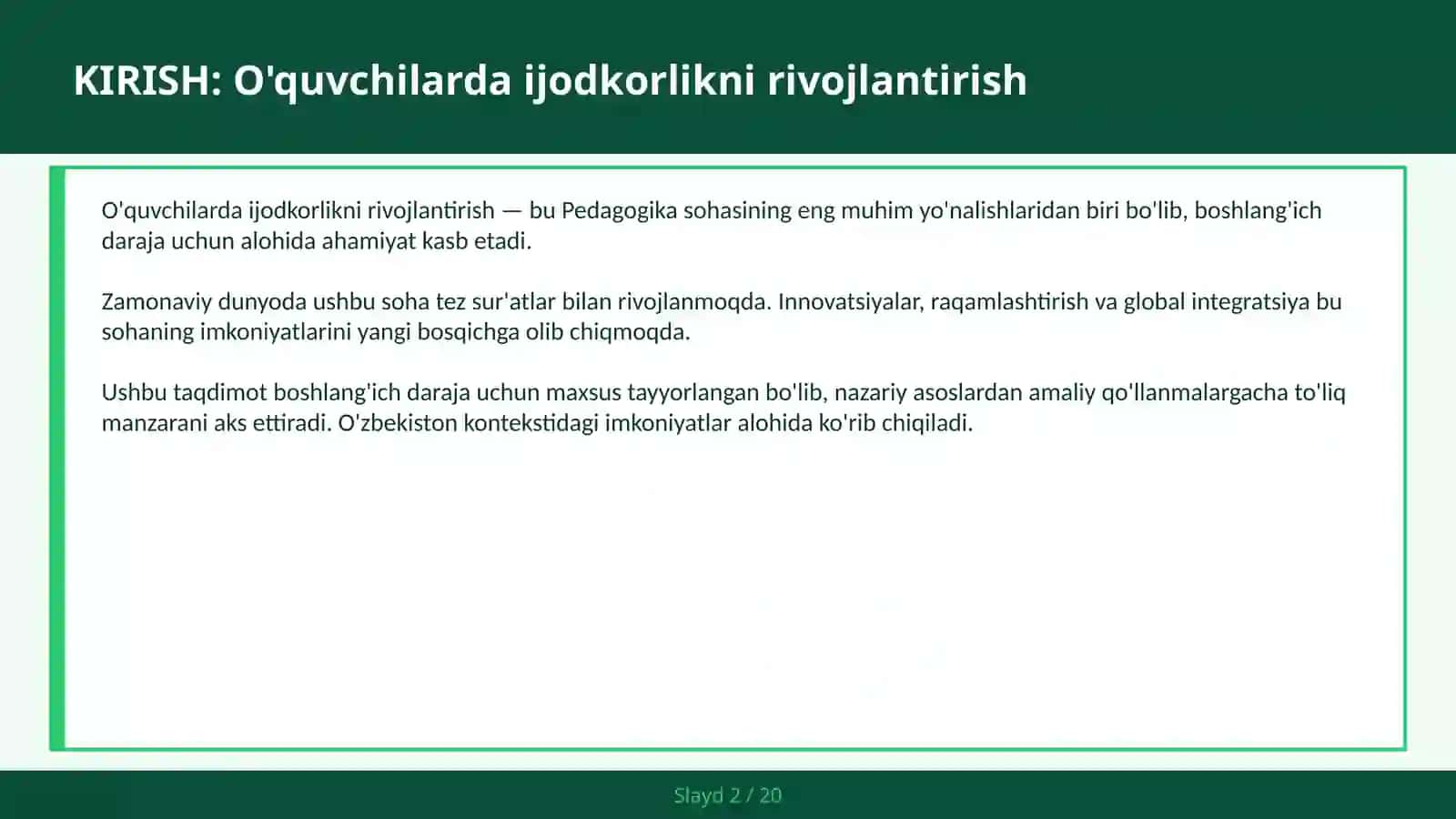 O'quvchilarda ijodkorlikni rivojlantirish 2
