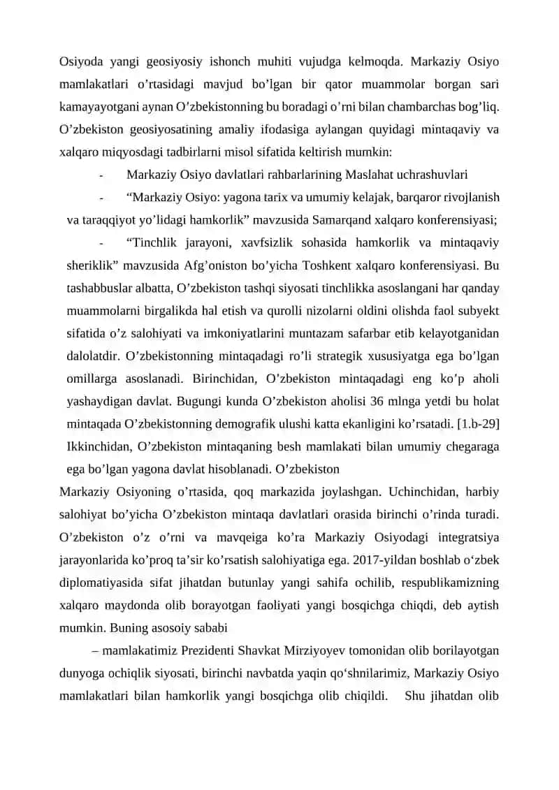 MARKAZIY OSIYODAGI HARBIY SIYOSIY VAZIYAT 2