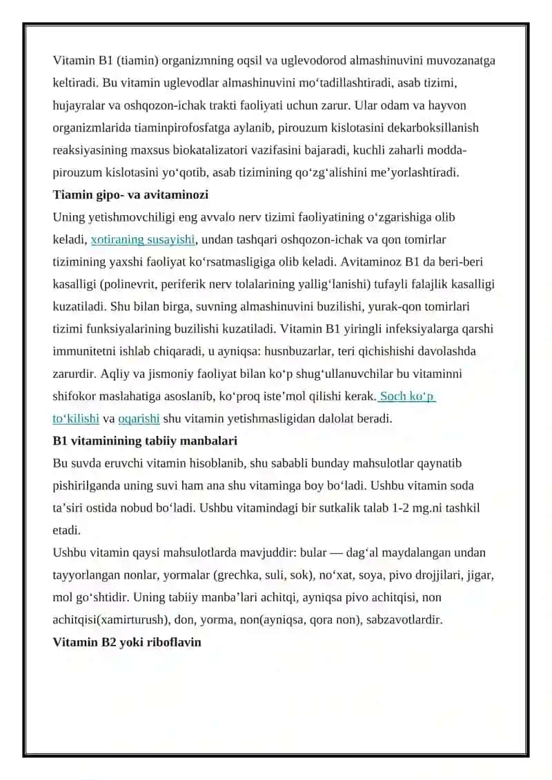 Vitaminlar haqida batafsil ma’lumot 2