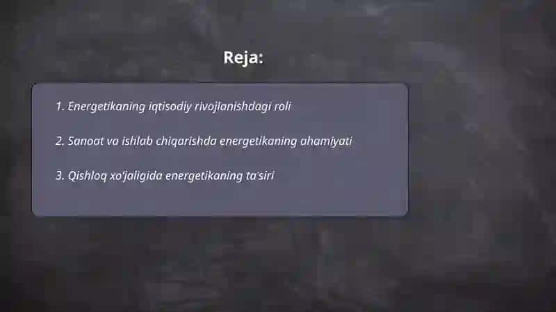 Energetikaning ahamiyati 2