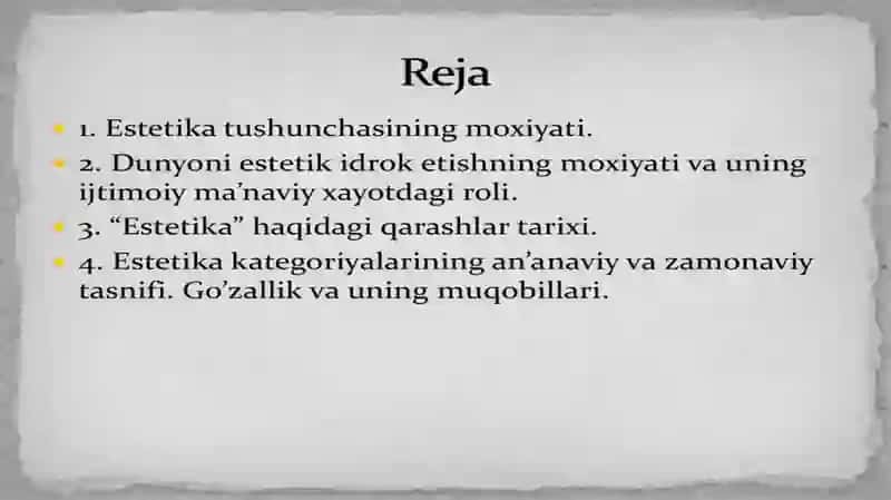 Estetikaning fan sifatida shakllanish tarixi 2