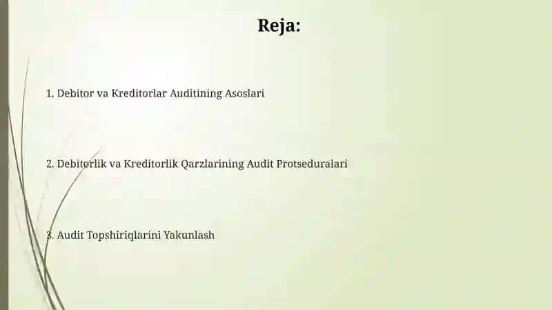 Debitorlar va Kreditorlar Auditining Asoslari 2