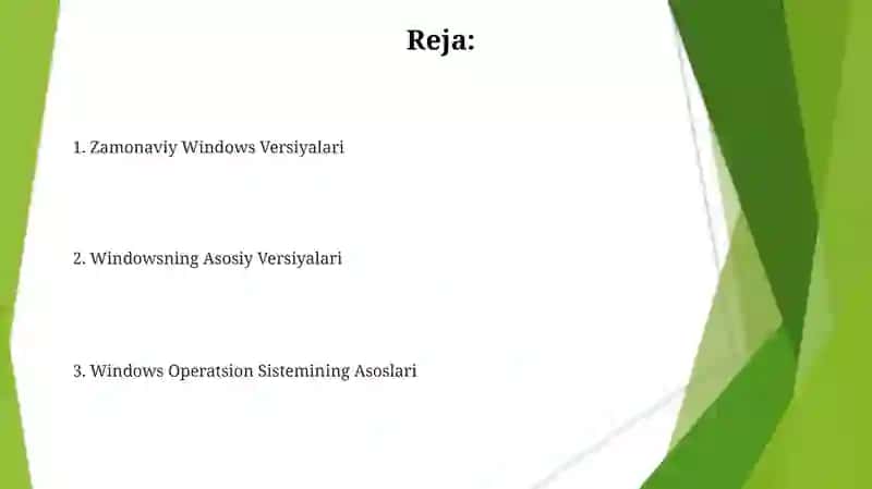 Windows operatsion tizimi haqida tushuncha 2