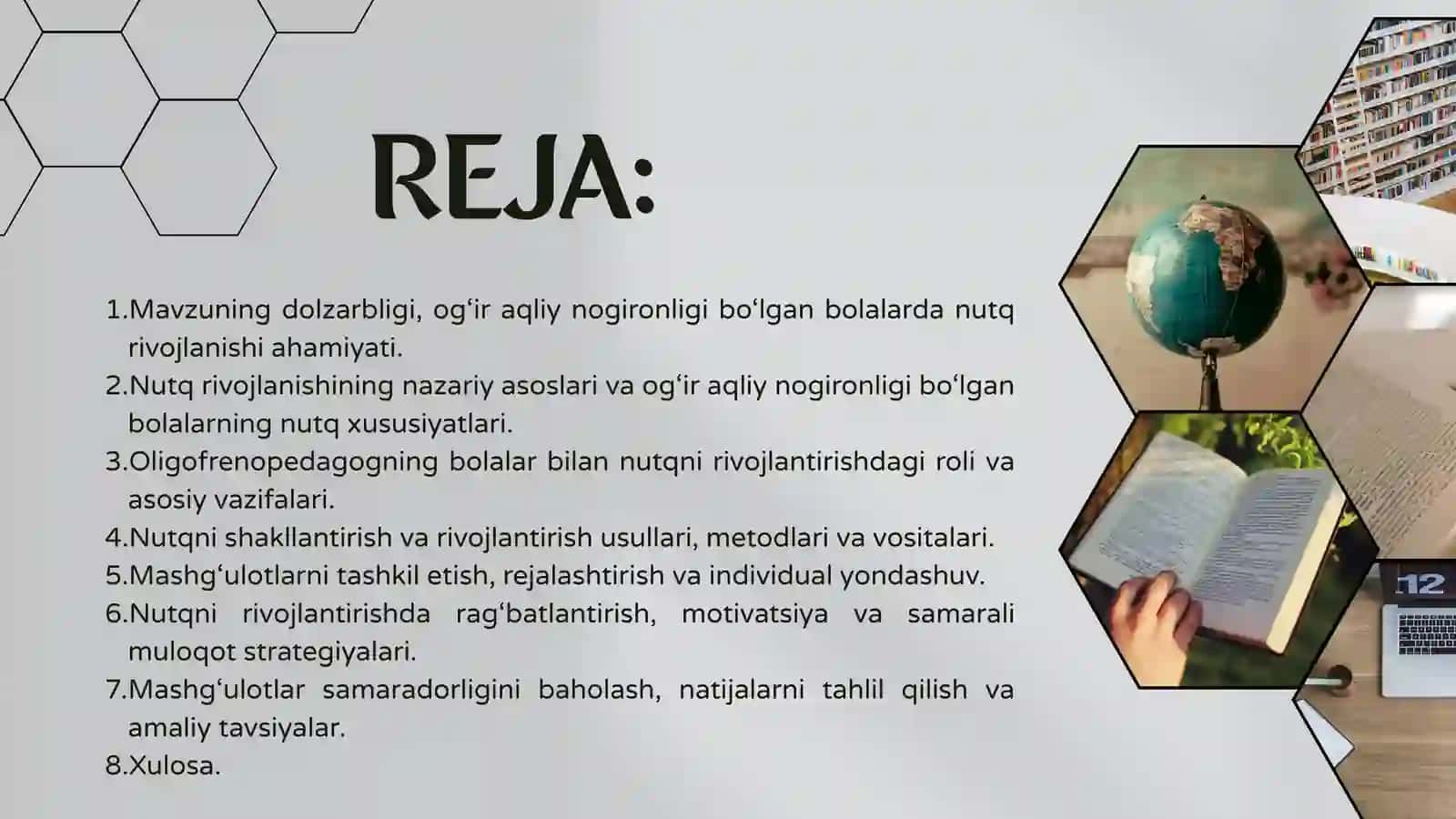 Oligofrenopedagokning
bolalar nutqi bilan ishlash
faoliyati. 2