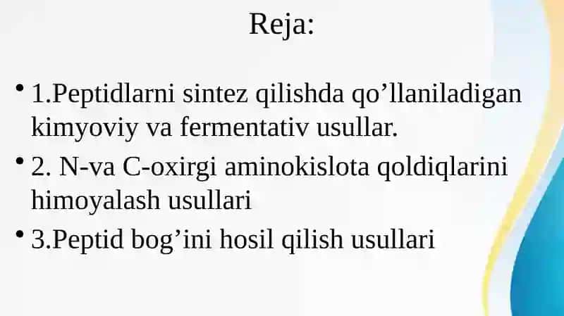 Peptidlarning kimyoviy sintezi 2