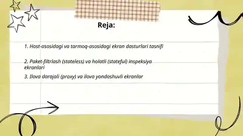 Tarmoqlararo ekran dasturlari tasnifi 2