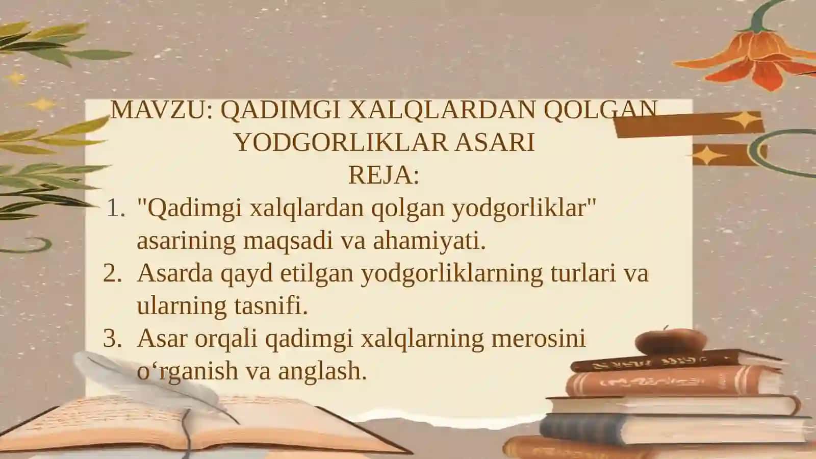 QADIMGI XALQLARDAN QOLGAN YODGORLIKLAR ASARI 2