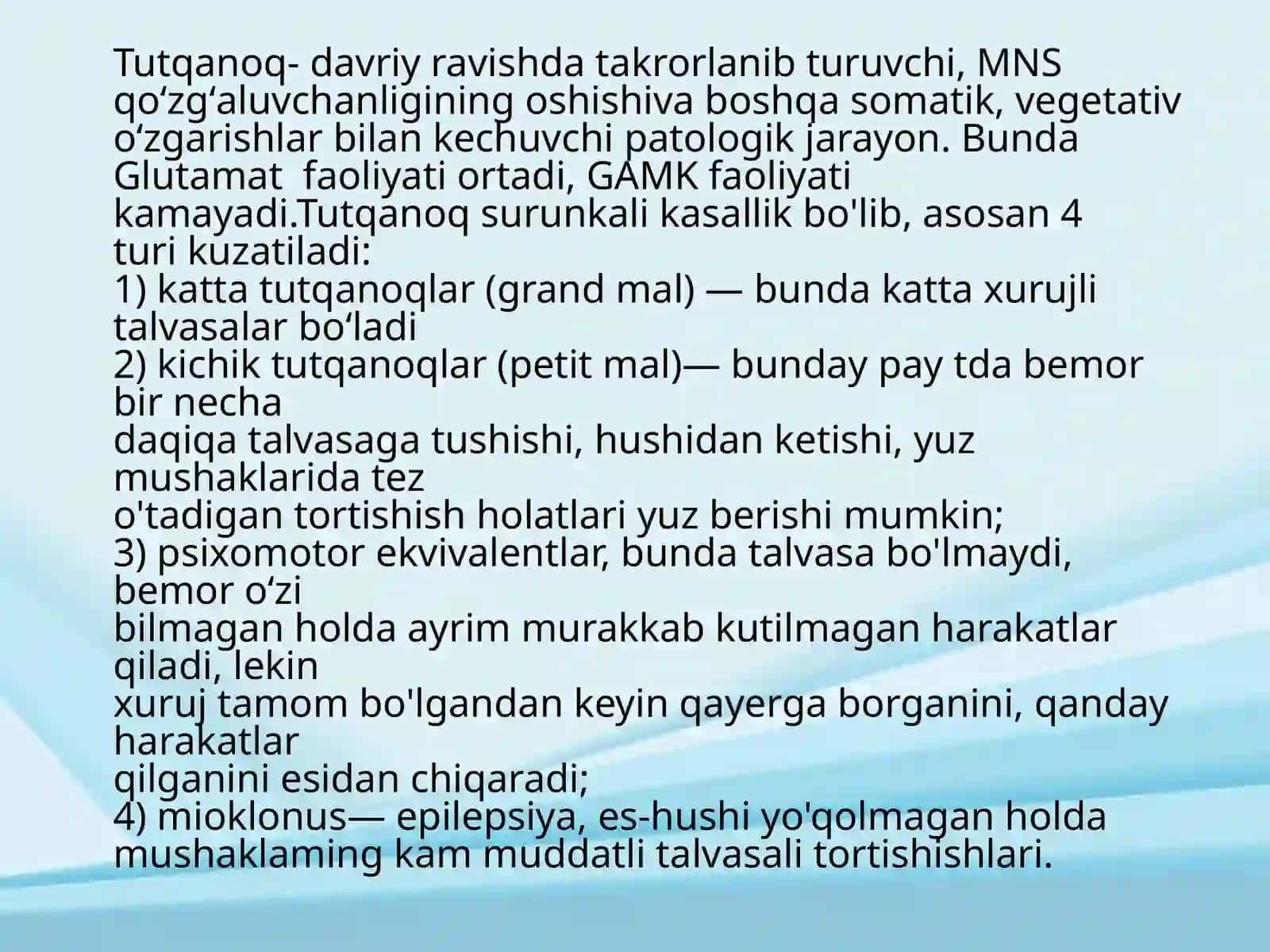 Tutqanoqqa va parkinsonizmga qarshi moddalar 2