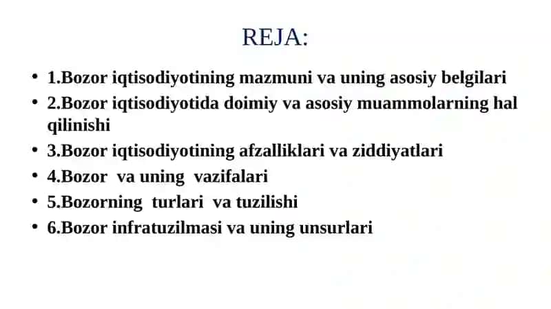 Bozor iqtisodiyotining mazmuni va amal qilishi 2