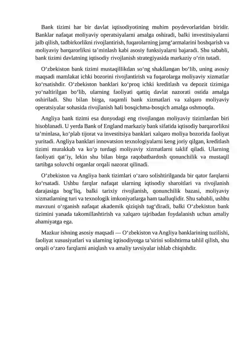 O'zbekiston va Angliya banklari tafovutlari 2