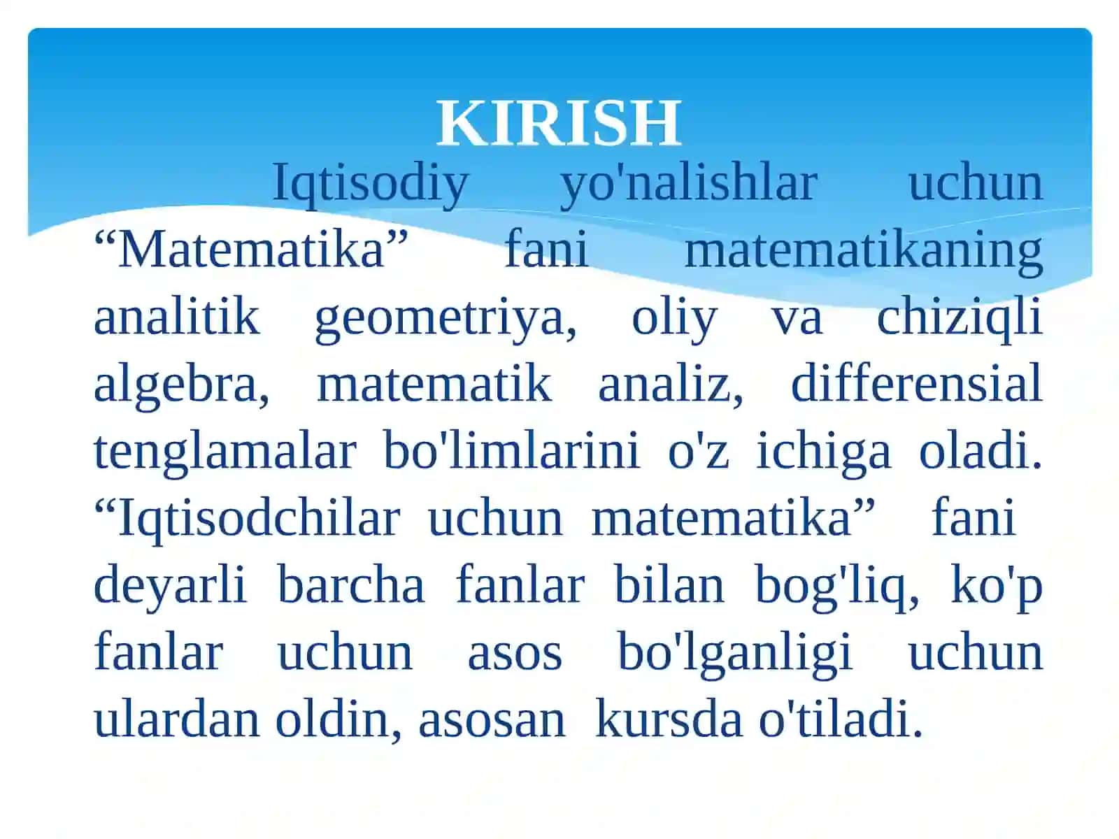 Iqtisodchilar uchun Matematika 2