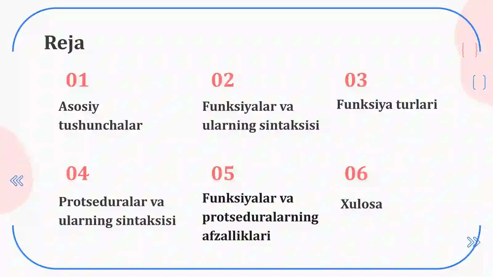 Funksiyalar va Protseduralar 2