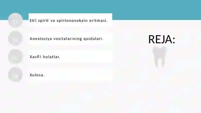 Etil spirti va spirtonovokain eritmasi 2
