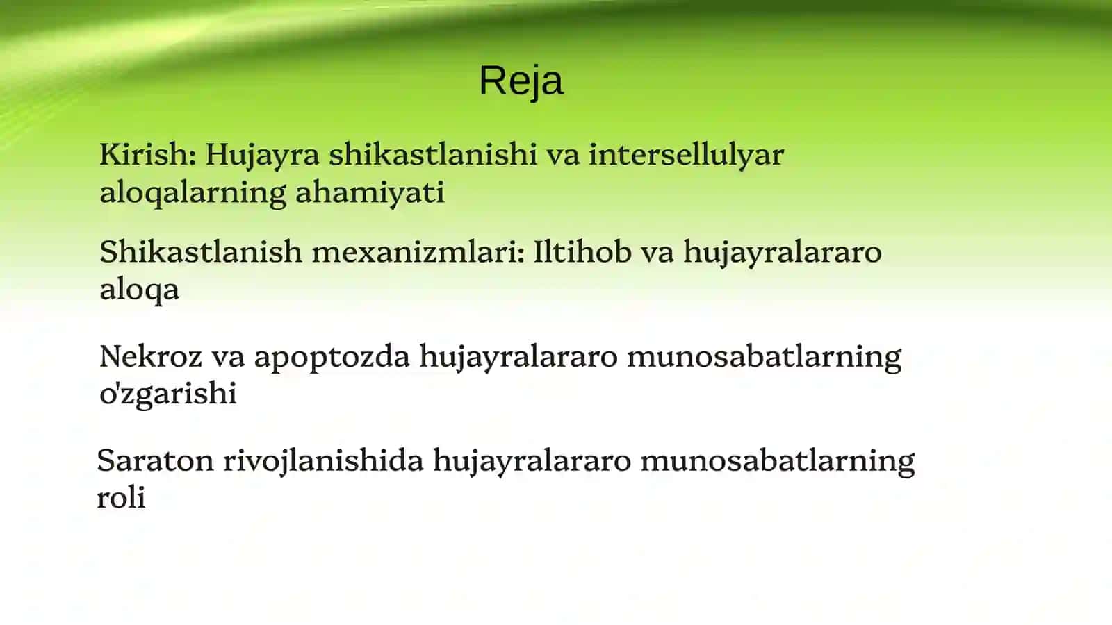 Hujayra shikastlanishida hujayralararo munosabatlarning buzilishlari 2