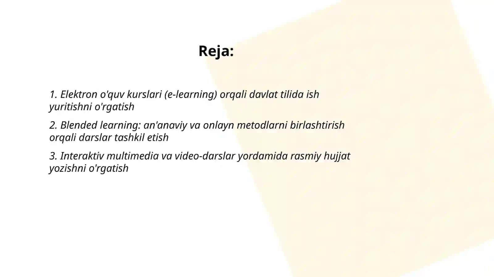 Davlat tilida ish yuritish fanida o'qitishda innovatsion texnalogiyalar 2