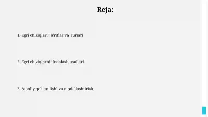 Egri chiziq va uni berilish usullari 2