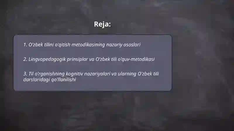 O'zbek tilini o'qitish metodikasining ilmiy, nazariy asoslari 2