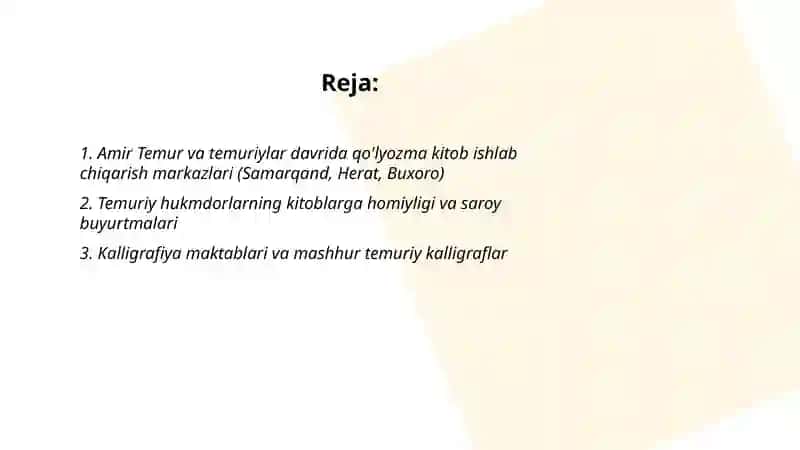 Amir Temur va temuriylar davrida kitob san'ati 2