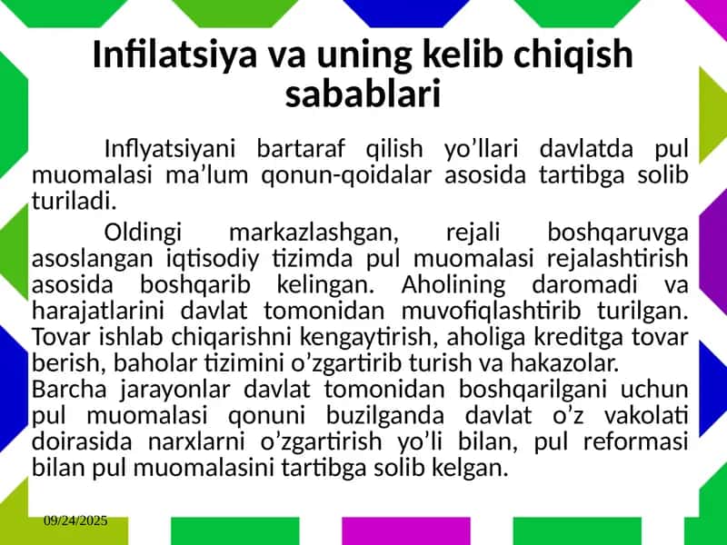 Inflyatsiya va uning namoyon bo’lish shakllari 2