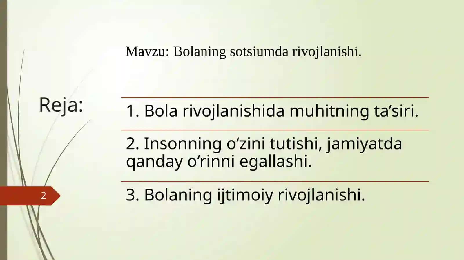Bolaning sotsiumda rivojlanishi 2