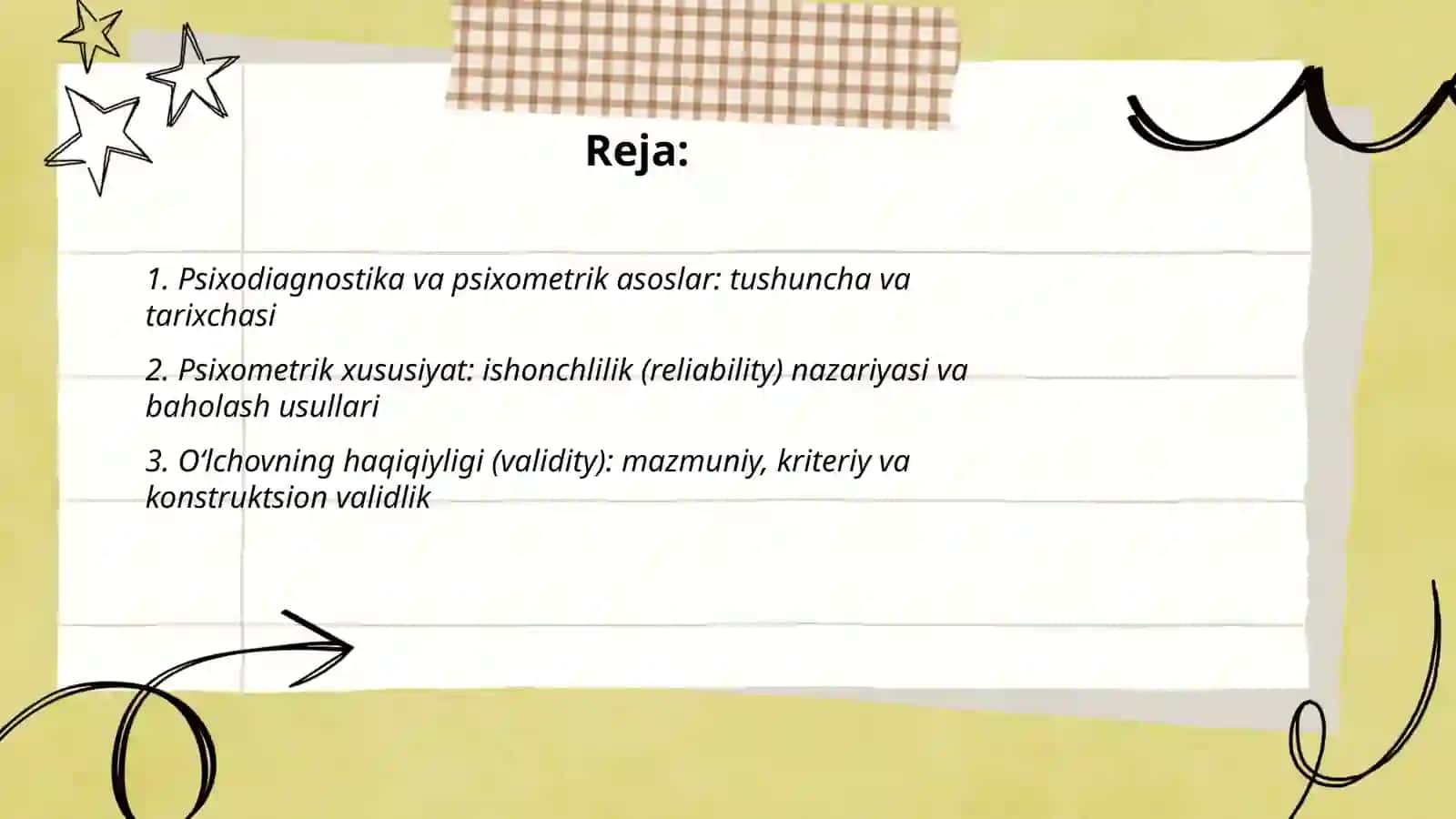 Psixadiagnostik metodikalrning psixiometrik asoslari 2