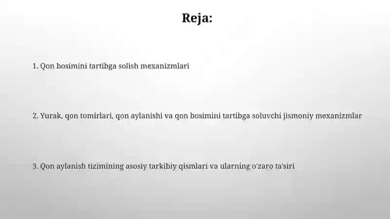 Qon bosimini tartibga solish mexanizmlari 2