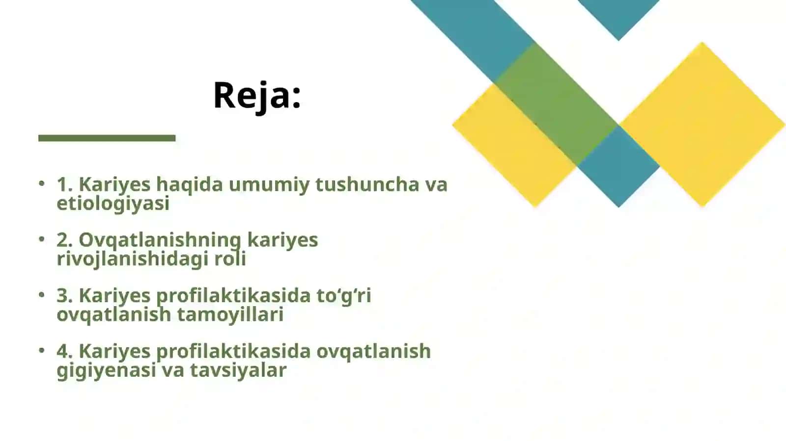 Kariyes va ovqatlanish tamoyillari 2