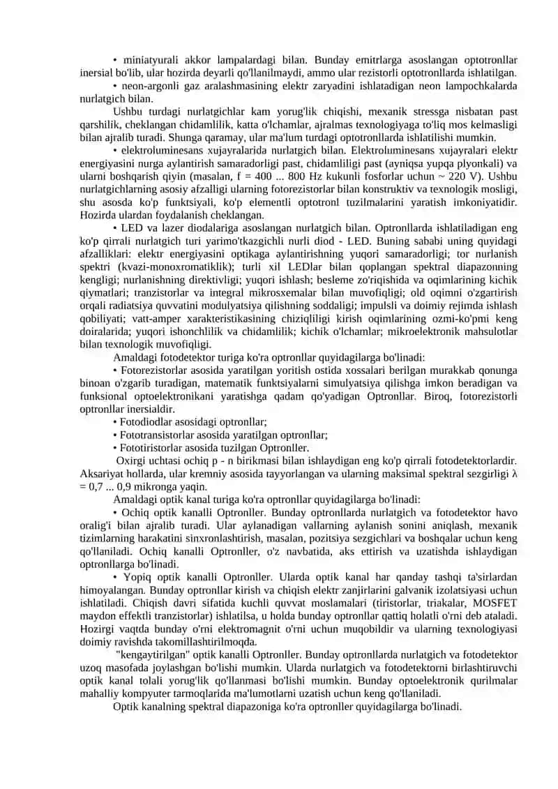 Yarim o'tkazgichli optoelektron qurilmalar 2