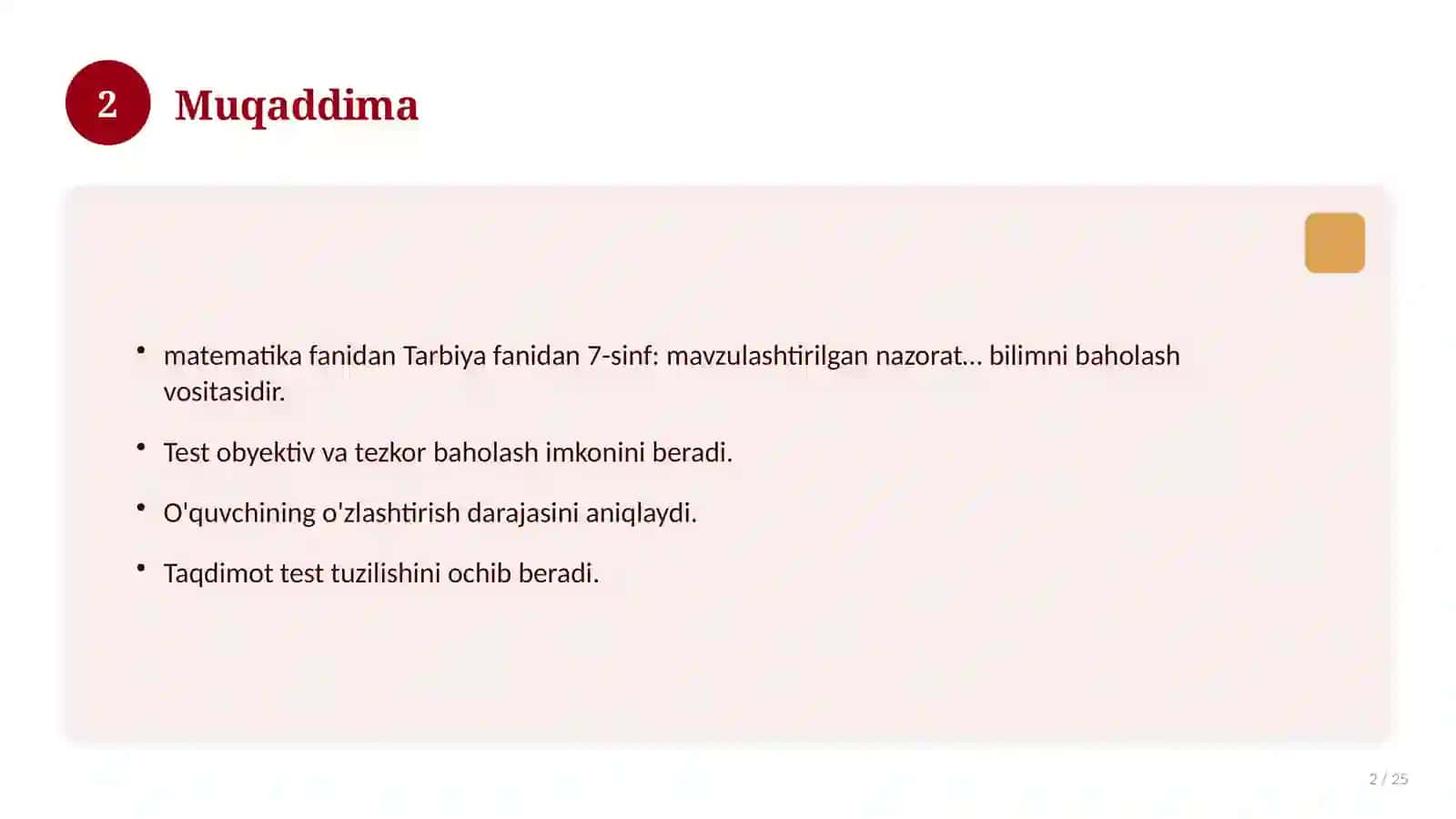 Tarbiya fanidan 7-sinf: mavzulashtirilgan nazorat ishi va tahlil 2
