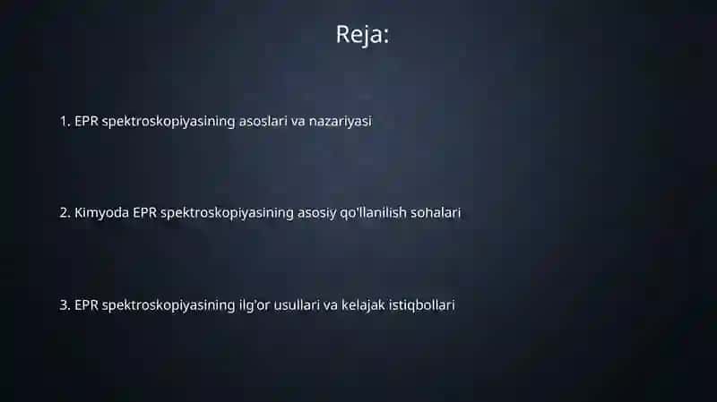 EPR spektroskopiyaning kimyoda qollanishi 2