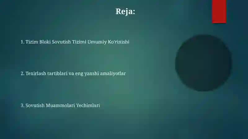 Tizim Bloki Sovutish Tizimi Umumiy Ko'rinishi 2