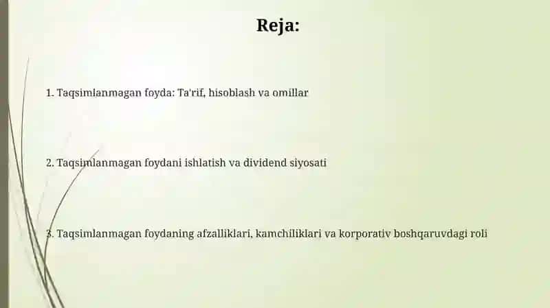 Taqsimlanmagan foydaning shakillanishi 2