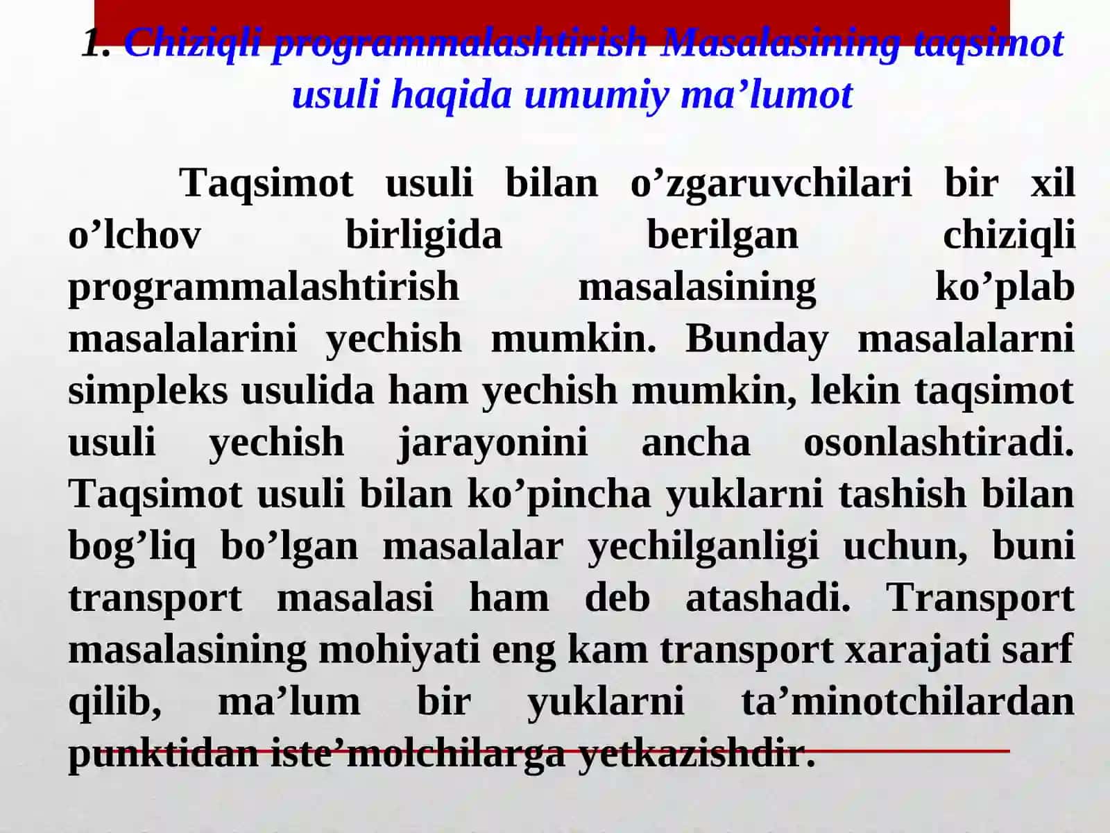 Chiziqli programmalashtirish masalasining yechilishi 2