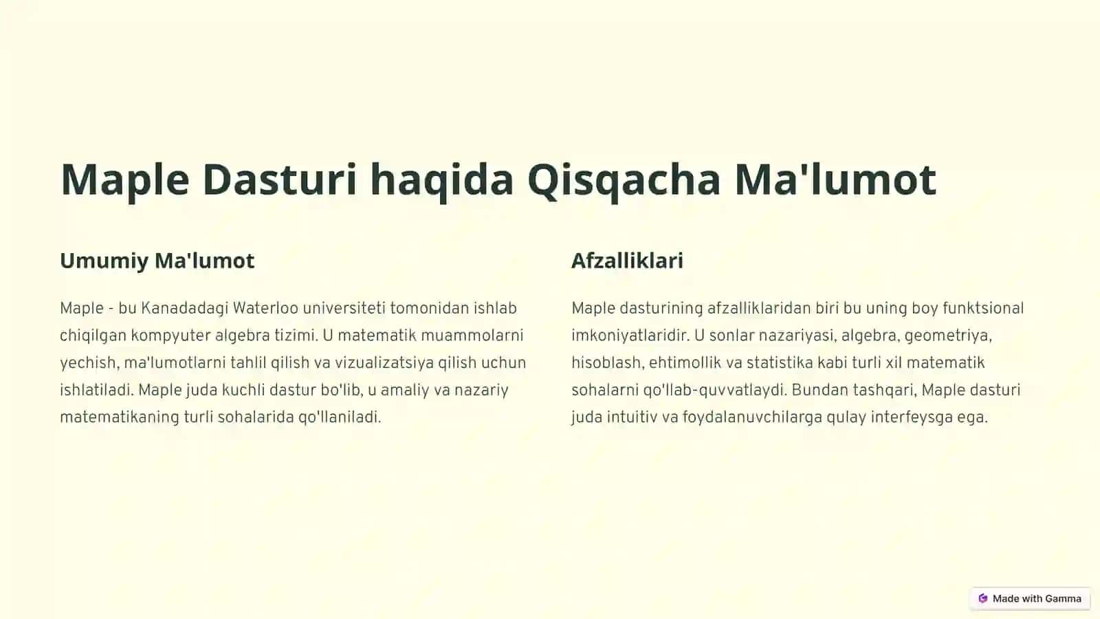 Maple Dasturi 2