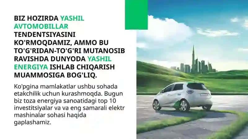 Avtotransport vositalarida yashil energiya 2