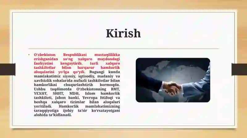 O'zbekistonning xalqaro tashkilotlar bilan hamkorlik aloqalari 2