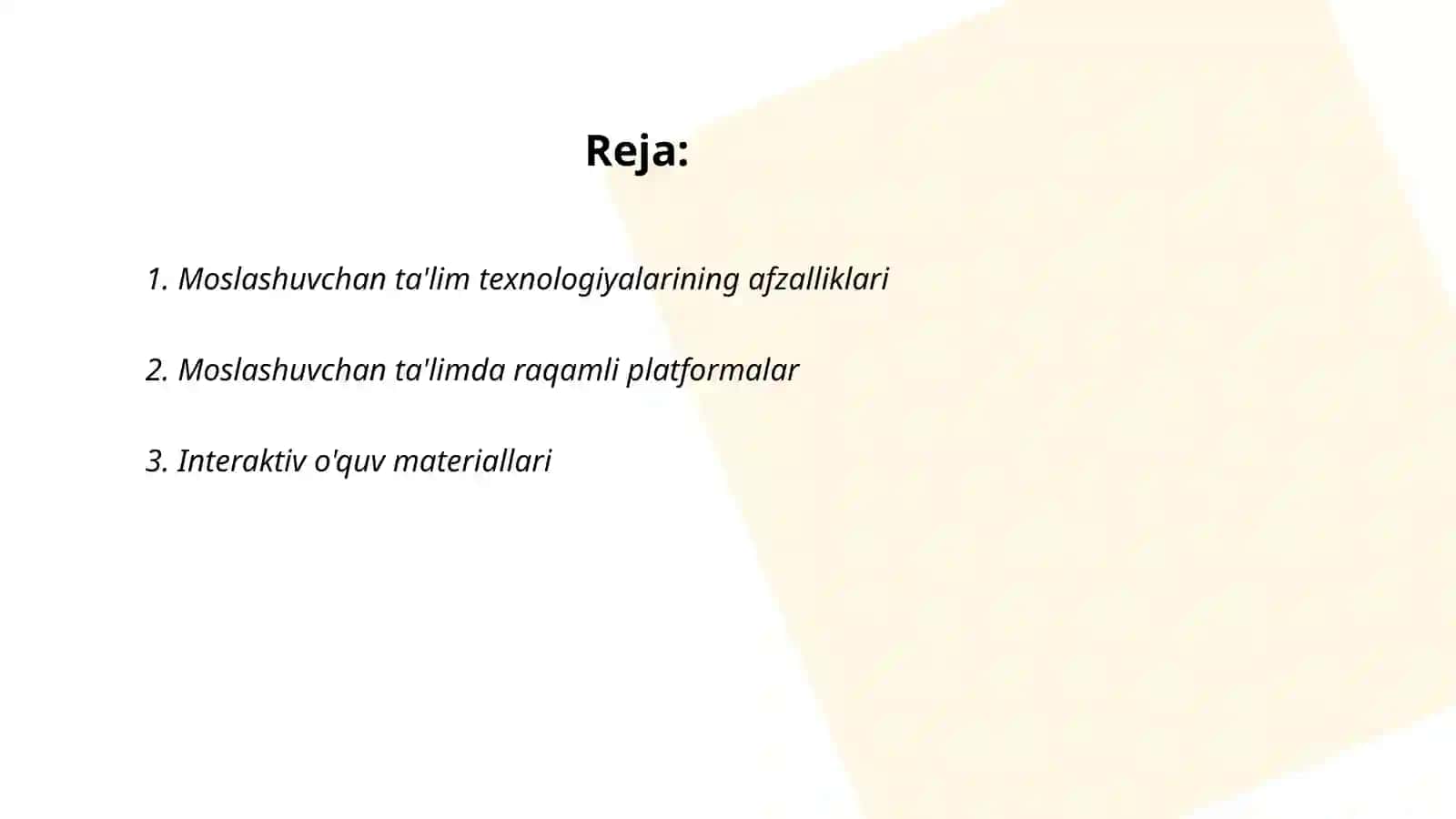 Moslashuvchan ta'lim texnologiyalari 2